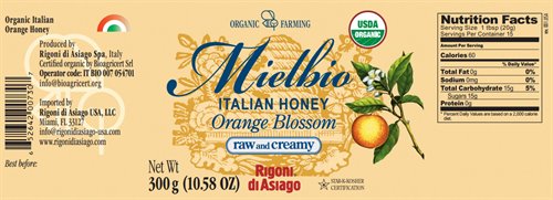 Honey - Rigoni di Asiago - Organic Italian Orange Blossom Raw and Creamy Honey