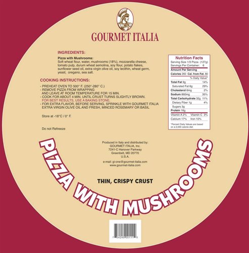 Frozen Pizza - Gourmet Italia - Pizza with mushroom 